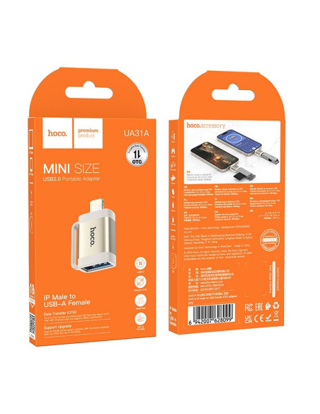 HOCO adapter OTG Lightning (male) to USB A (female) UA31A gray