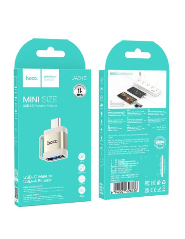 HOCO adapter OTG Type C (male) to USB A (female) 3A UA31C gray
