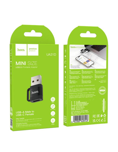 HOCO OTG Adaptateur USB A (mâle) vers Type C (femelle) 3A UA31D noir