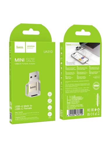 HOCO adapter OTG USB A (male) to Type C (female) 3A UA31D gray