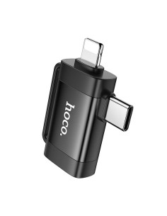 Adaptateur HOCO OTG 2-en-1 Type C (mâle) / Lightning (mâle) vers USB A (femelle) UA31F noir