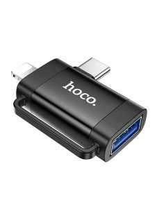 Adaptateur HOCO OTG 2-en-1 Type C (mâle) / Lightning (mâle) vers USB A (femelle) UA31F noir 2