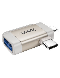 HOCO adapter OTG 2in1 Type C (male) / Lightning (male) to USB A (female) UA31F gray