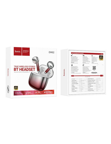 Écouteurs sans fil bluetooth HOCO TWS EW62 rouge