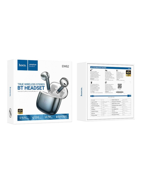 Écouteurs sans fil bluetooth HOCO TWS EW62 bleu