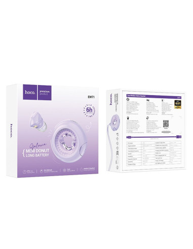 HOCO wireless earphones purpletooth TWS EW71 purple