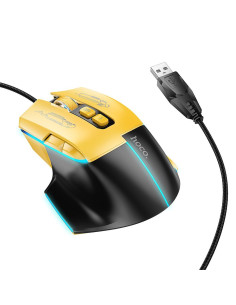 HOCO gaming wire USB A computer mouse 3600DPI black yellow