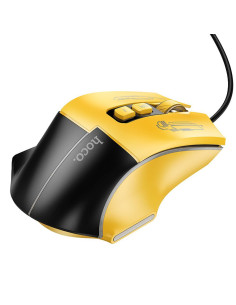 HOCO gaming wire USB A computer mouse 3600DPI black yellow 2