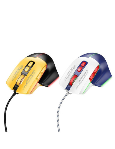 HOCO gaming wire USB A computer mouse 3600DPI black yellow