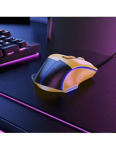 HOCO gaming wire USB A computer mouse 3600DPI black yellow