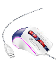 HOCO gaming wire USB A computer mouse 3600DPI white blue 2