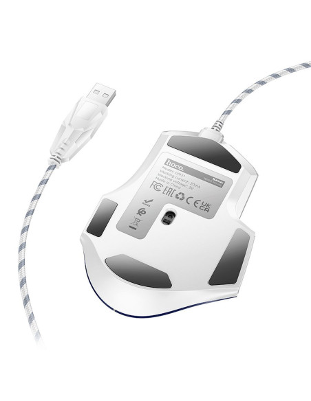 HOCO gaming wire USB A computer mouse 3600DPI white blue