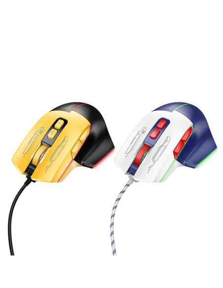 HOCO gaming wire USB A computer mouse 3600DPI white blue