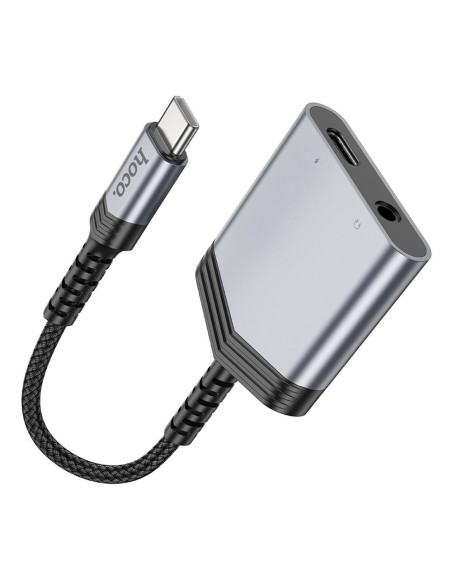 HOCO adapter AUX 2in1 Type C to Type C / Jack 3,5 mm 27W LS39 metal gray