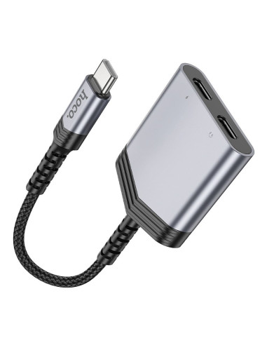 HOCO adapter AUX 2in1 Type C to 2 x Type C 27W LS40 metal gray