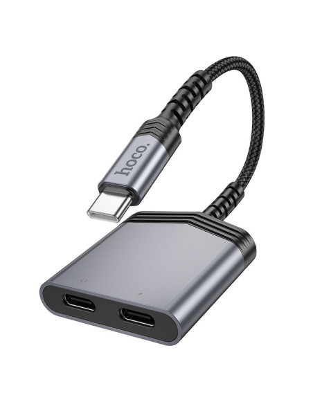 HOCO adapter AUX 2in1 Type C to 2 x Type C 27W LS40 metal gray