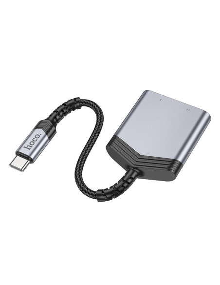 HOCO adapter AUX 2in1 Type C to 2 x Type C 27W LS40 metal gray