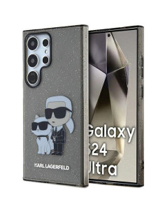 Véritable KARL LAGERFELD Case KLHCS24LHNKCTGK pour SAMSUNG S24 Ultra (IML GLIT NFT K&C) noir