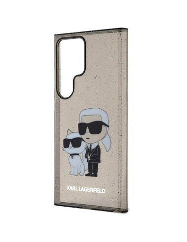Véritable KARL LAGERFELD Case KLHCS24LHNKCTGK pour SAMSUNG S24 Ultra (IML GLIT NFT K&C) noir