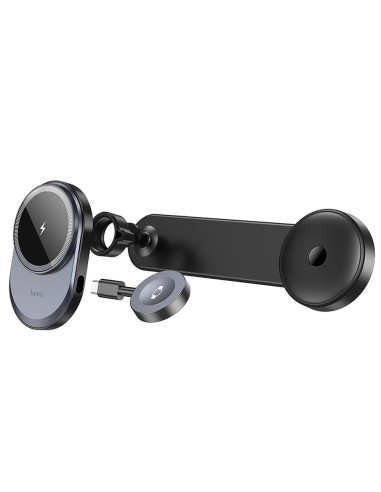 HOCO car holder with wireless charging 2in1 for center console compatible with Apple Watch 15W HW28 black gray