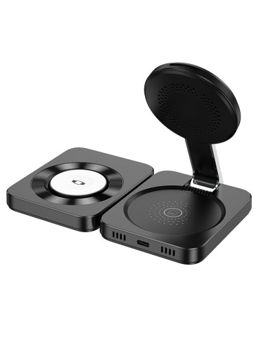 HOCO foldable wireless chrger 3in1 compatible with Apple Watch 15W CQ11 black