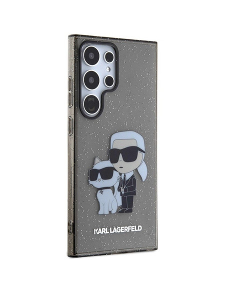 Véritable KARL LAGERFELD Case KLHCS24LHNKCTGK pour SAMSUNG S24 Ultra (IML GLIT NFT K&C) noir