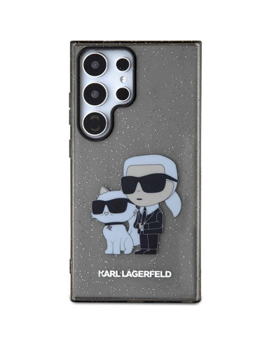 Véritable KARL LAGERFELD Case KLHCS24LHNKCTGK pour SAMSUNG S24 Ultra (IML GLIT NFT K&C) noir