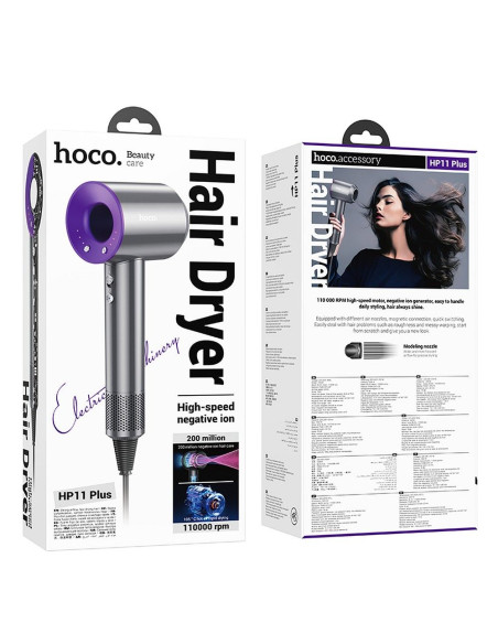 HOCO negative ion hair dryer HP11 Plus purple