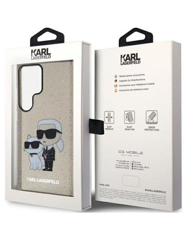 Véritable KARL LAGERFELD Case KLHCS24LHNKCTGK pour SAMSUNG S24 Ultra (IML GLIT NFT K&C) noir