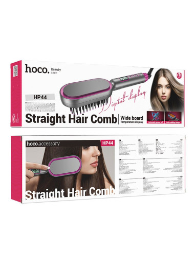 HOCO electric straightening hair comb with digital display HP44 rose red