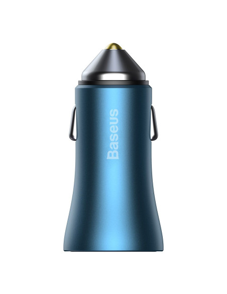 BASEUS chargeur de voiture USB A + Type C + câble Type C vers Ligthning PD QC4.0 3A 40W TZCCJD-03 bleu