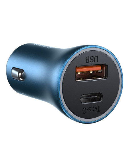 BASEUS chargeur de voiture USB A + Type C + câble Type C vers Ligthning PD QC4.0 3A 40W TZCCJD-03 bleu