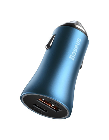 BASEUS chargeur de voiture USB A + Type C + câble Type C vers Ligthning PD QC4.0 3A 40W TZCCJD-03 bleu