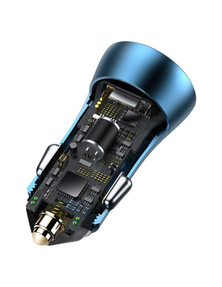 BASEUS chargeur de voiture USB A + Type C + câble Type C vers Ligthning PD QC4.0 3A 40W TZCCJD-03 bleu