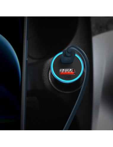 BASEUS chargeur de voiture USB A + Type C + câble Type C vers Ligthning PD QC4.0 3A 40W TZCCJD-03 bleu