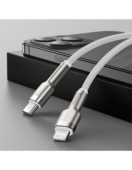 BASEUS cable Type C vers Apple Lightning 8 broches PD20W Power Delivery Cafule Metal Cable CATLJK-B02 2 mètres blanc
