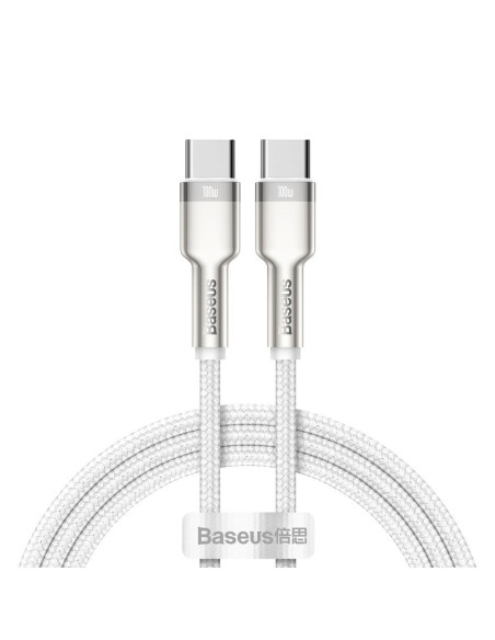 BASEUS cable Type C pour Type C PD100W Power Delivery Cafule Metal Cable CATJK-C02 1m blanc