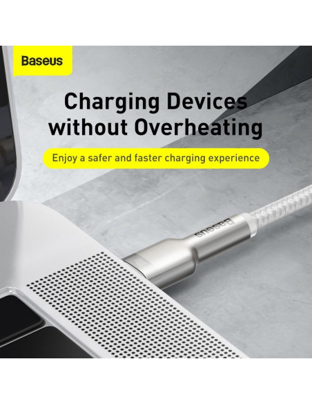 BASEUS cable Type C pour Type C PD100W Power Delivery Cafule Metal Cable CATJK-C02 1m blanc