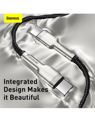 BASEUS cable Type C pour Type C PD100W Power Delivery Cafule Metal Cable CATJK-D01 2m noir