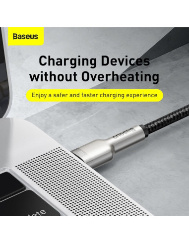 BASEUS cable Type C pour Type C PD100W Power Delivery Cafule Metal Cable CATJK-D01 2m noir