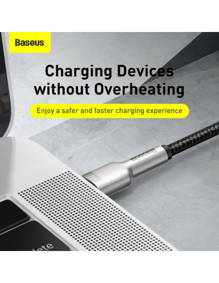 BASEUS cable Type C pour Type C PD100W Power Delivery Cafule Metal Cable CATJK-D01 2m noir