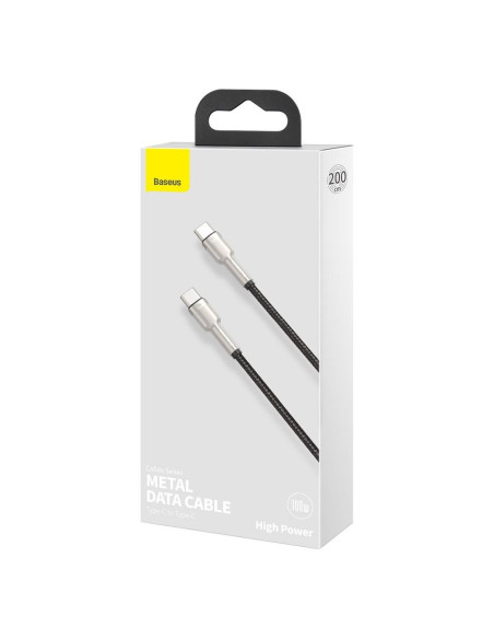 BASEUS cable Type C pour Type C PD100W Power Delivery Cafule Metal Cable CATJK-D01 2m noir