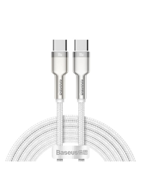 BASEUS cable Type C pour Type C PD100W Power Delivery Cafule Metal Cable CATJK-D02 2 m blanc
