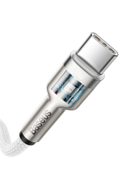 BASEUS cable Type C pour Type C PD100W Power Delivery Cafule Metal Cable CATJK-D02 2 m blanc