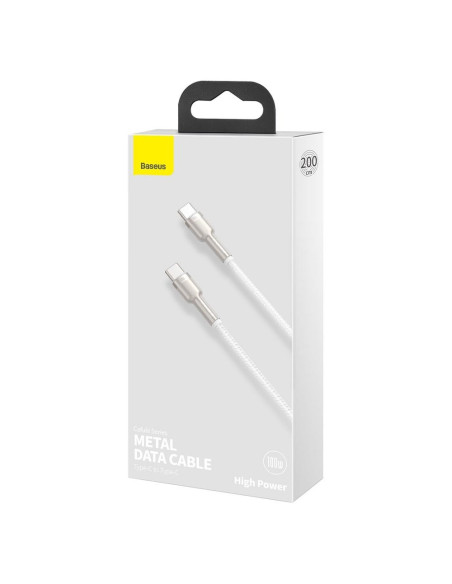 BASEUS cable Type C pour Type C PD100W Power Delivery Cafule Metal Cable CATJK-D02 2 m blanc