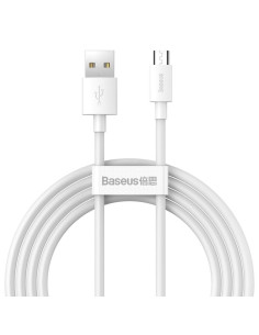 BASEUS USB A vers Micro USB 2.4A Câble de sagesse TZCAMZJ-02 2 pièces 1.5 m blanc