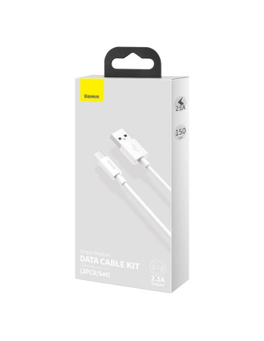 BASEUS USB A vers Micro USB 2.4A Câble de sagesse TZCAMZJ-02 2 pièces 1.5 m blanc