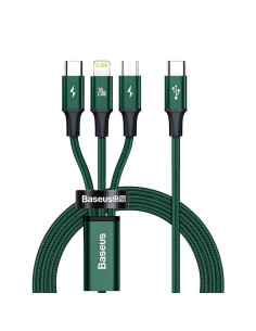 BASEUS Câble 3-en-1 Type C vers Micro USB / Lightning / Type C PD 20W CAMLT-SC06 1.5 m vert