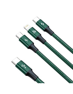 BASEUS Câble 3-en-1 Type C vers Micro USB / Lightning / Type C PD 20W CAMLT-SC06 1.5 m vert 2