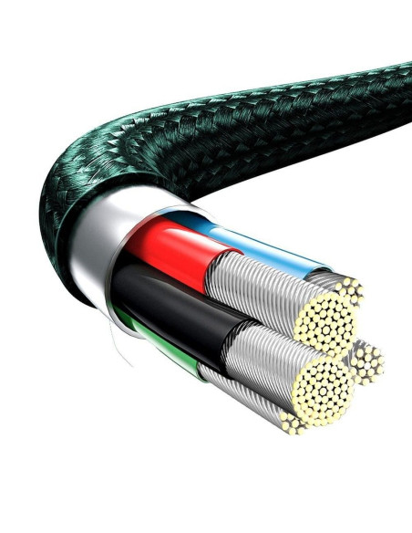 BASEUS Câble 3-en-1 Type C vers Micro USB / Lightning / Type C PD 20W CAMLT-SC06 1.5 m vert